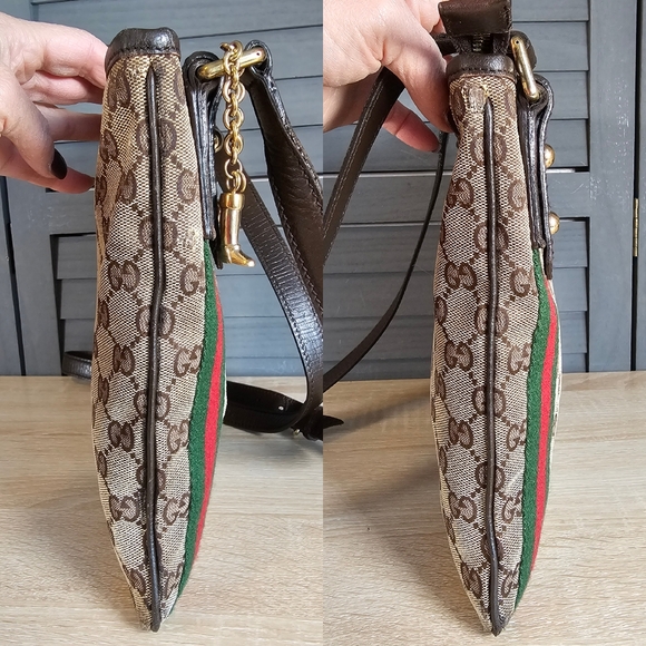 Authentic GUCCI Monogram GG Web Sherry Line Crossbody - Picture 3 of 13